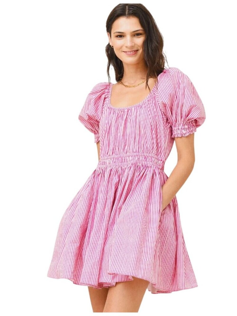 RHODE Anika Mini Dress pink white - Size S